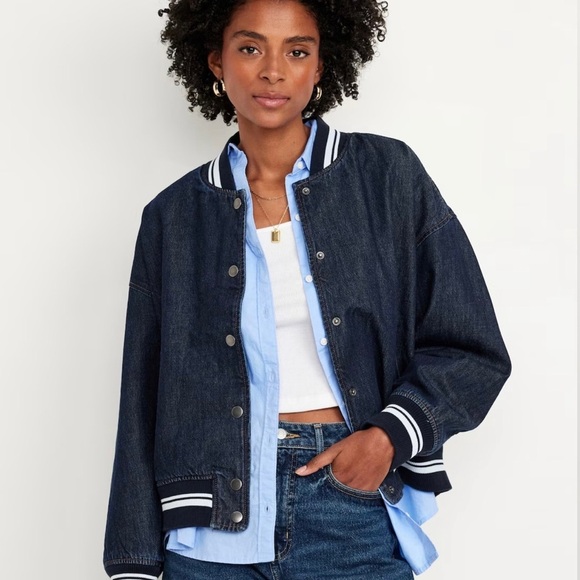 Brand new varsity jean jacket - Picture 1 of 2